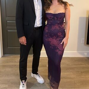 House of CB - Aiza floral-print stretch-mesh woven maxi dress  Size: S